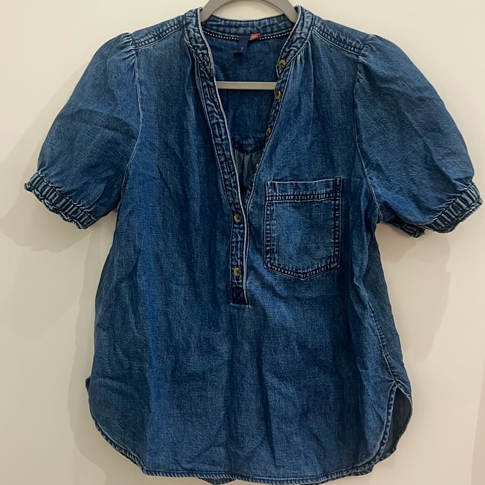 Aly puff sleeve blouse by pilcro- chambray edition